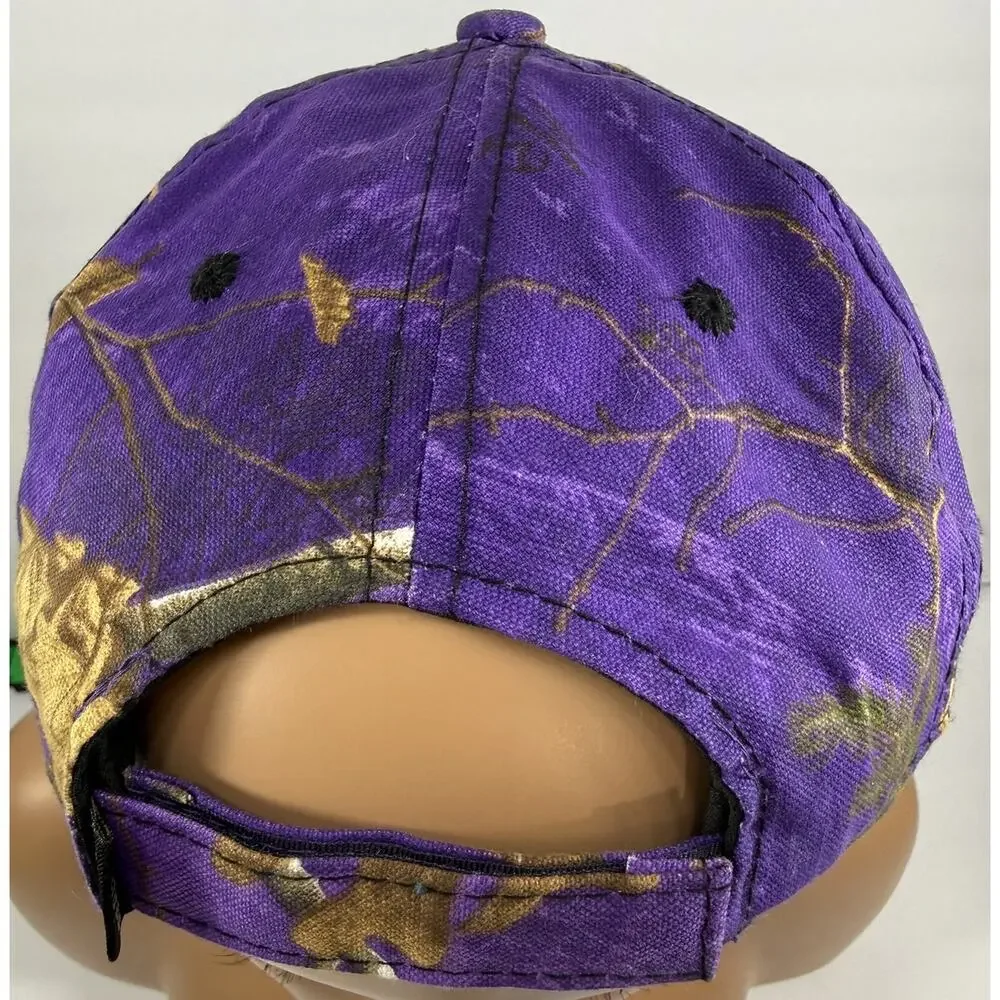 Realtree Outdoor Cap Hat Purple Camo Black Embroidered Logo Adjustable